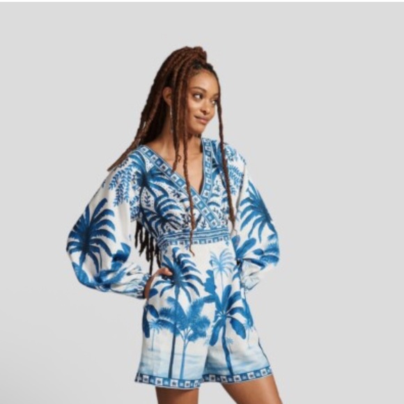 Farm Rio Long-Sleeve Printed Romper - Picture 2 of 5